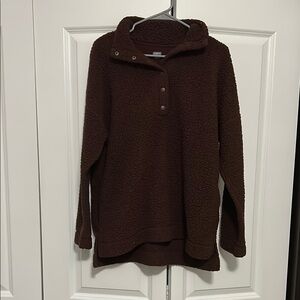 aerie Burgundy Sherpa Pullover